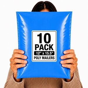 POLYMAILERS BLUE SHIPPING BAGS (10 PACK) 12" X 15.5" SELF SEAL MAILERS